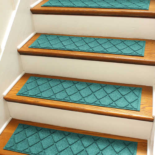 Bungalow Flooring Aqua Shield Aquamarine Argyle Stair Tread (Set of 4)