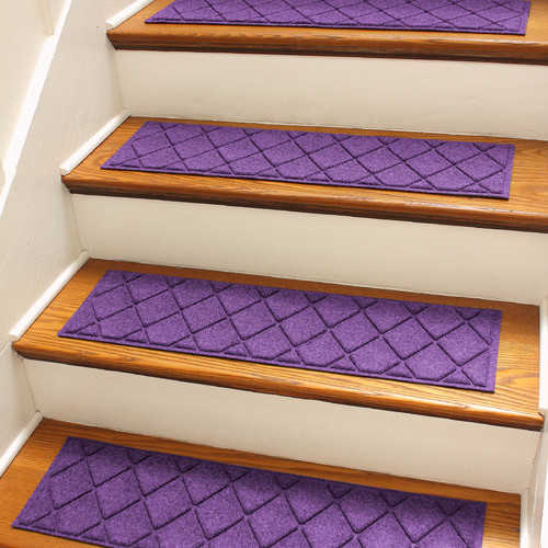 Bungalow Flooring Aqua Shield Purple Argyle Stair Tread (Set of 4)