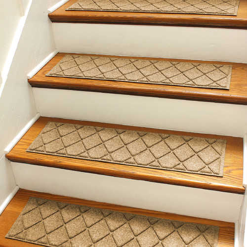 Bungalow Flooring Aqua Shield Gold Argyle Stair Tread (Set of 4)