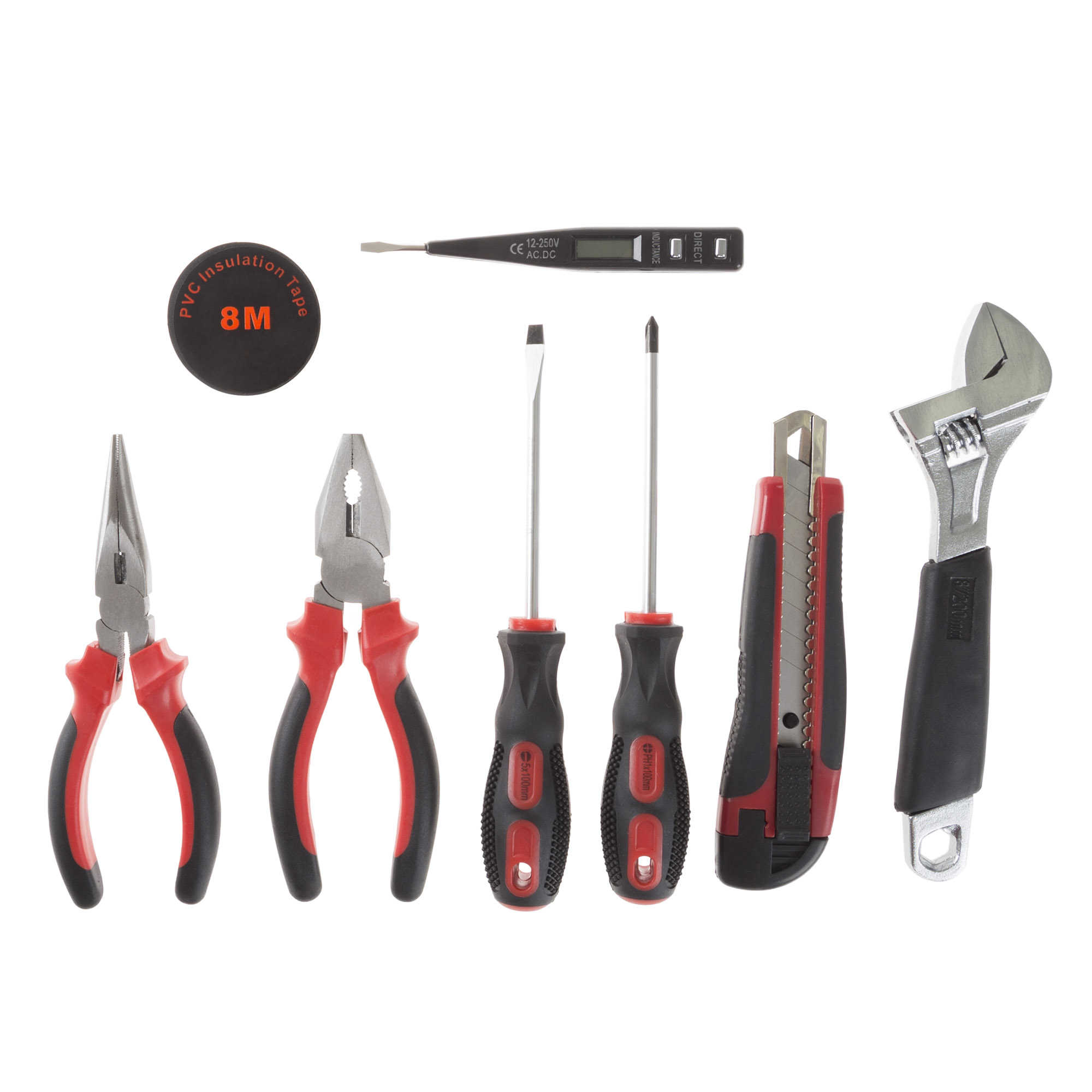 Household Hand Tools, Tool Set - 9 Piece by Stalwart, Set Includes â Adjustable Wrench, Screwdriver, Pliers (Tool Kit for the Home, Office, or Car)