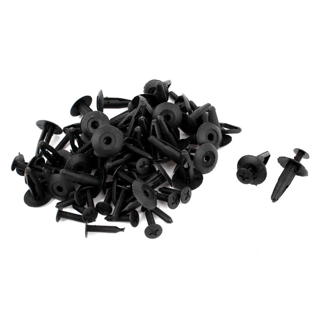 Unique Bargains 50 Pcs Black Plastic Rivets Retainer Clip 7mm x 17mm x 22mm for Toyota