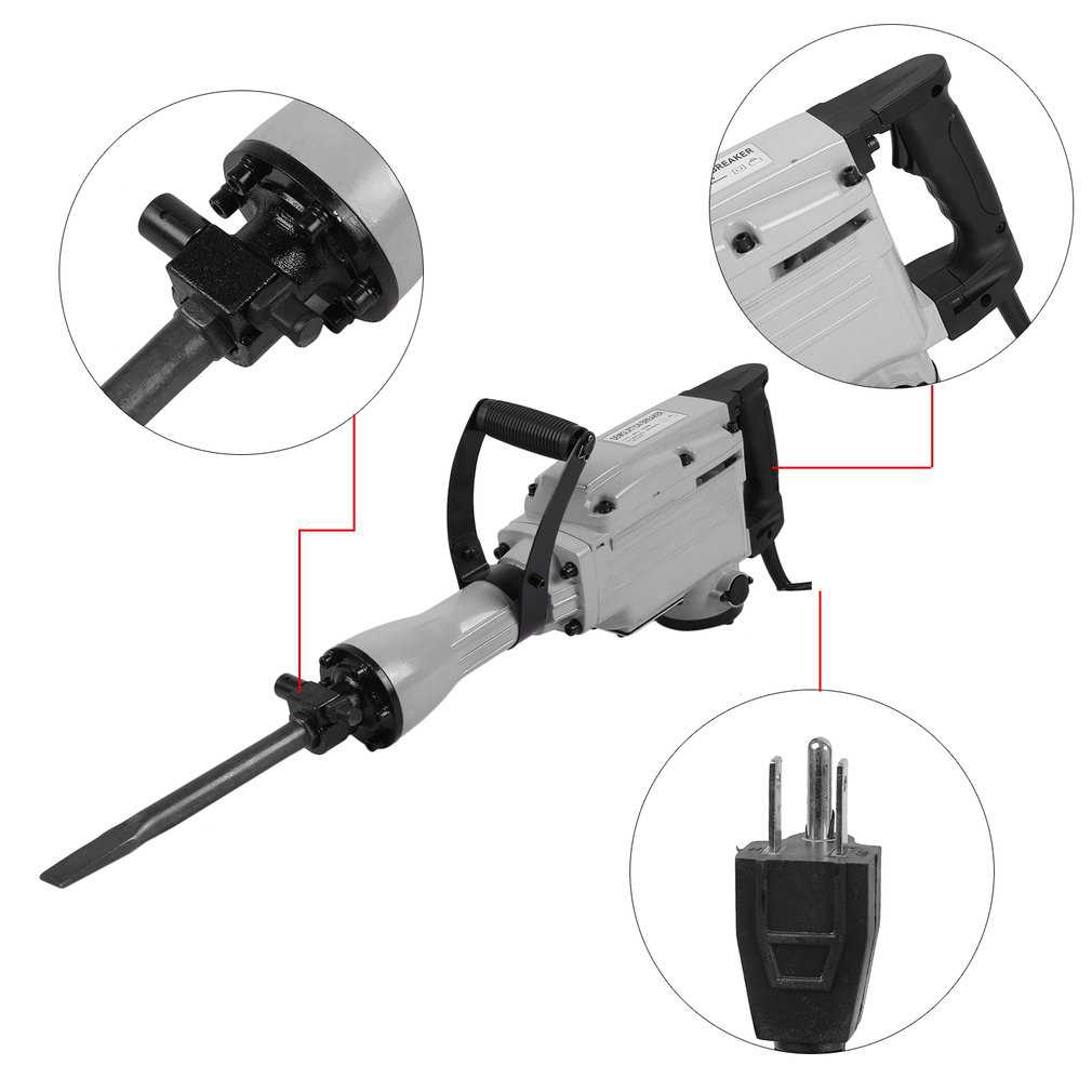 2200W 6A Demolition Industrial Electric Hammer Rotary Wood Metal Concrete Breaker High Impact Powerful Tool US Plug