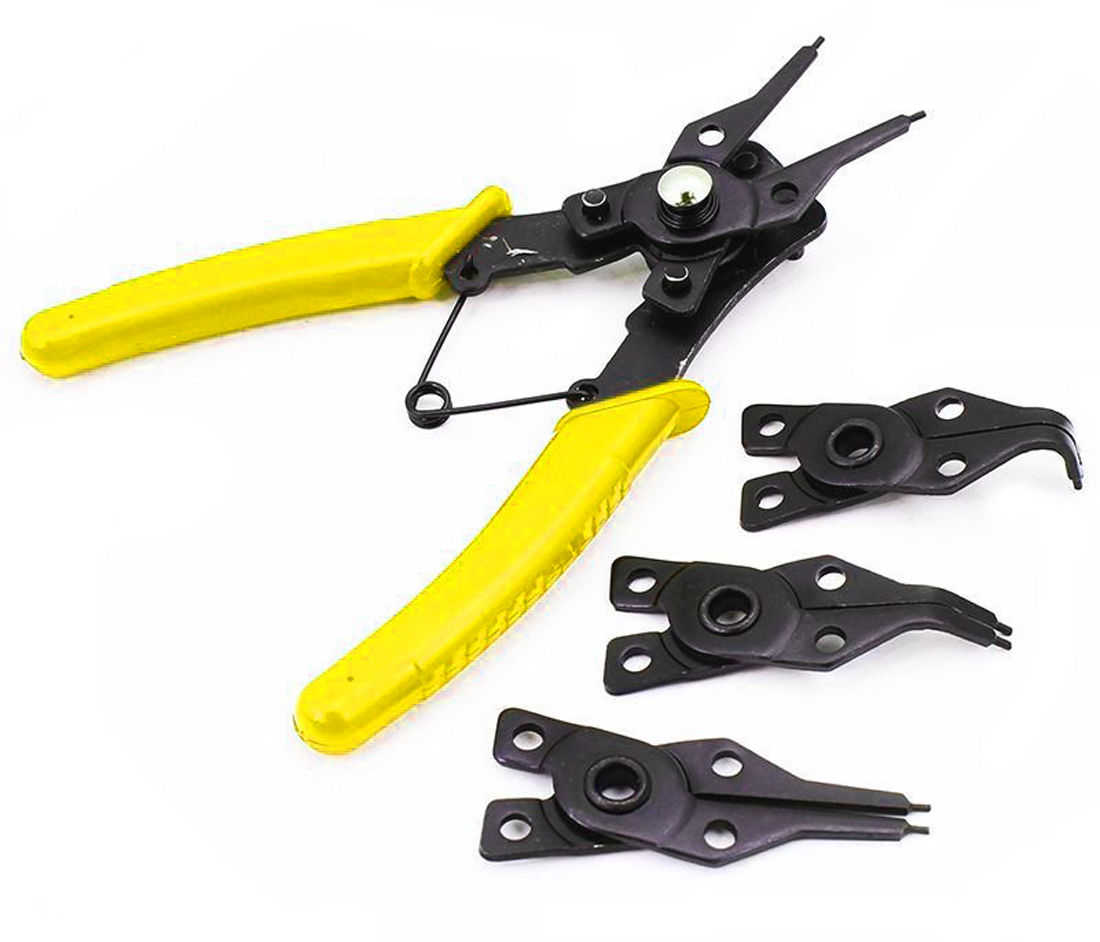 CableVantage 4 in 1 Snap Ring Pliers Plier Set Circlip Combination Interchangeable Retaining Clip Tool Kits External + Internal Retaining Multiple Jaws