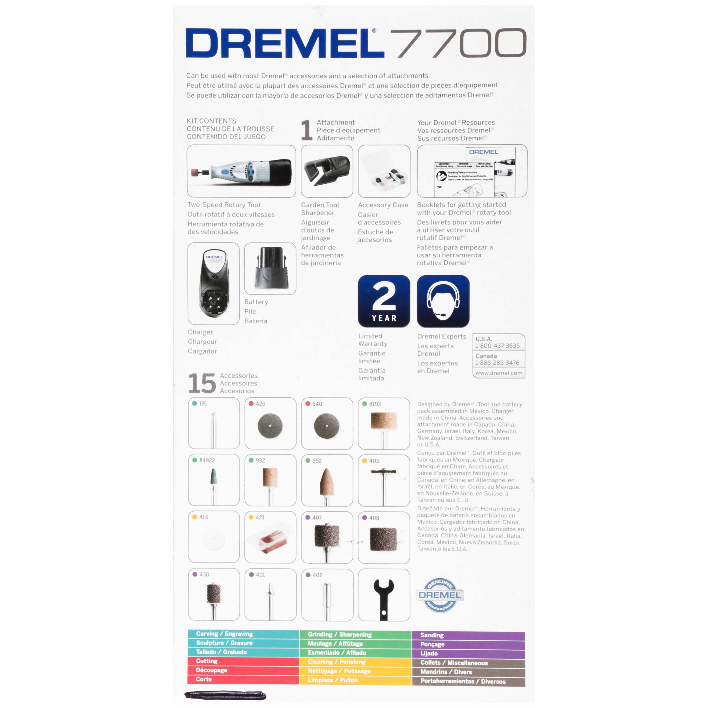 Dremel 7700 Cordless 7.2V Two-Speed Rotary Tool 17 pc Box