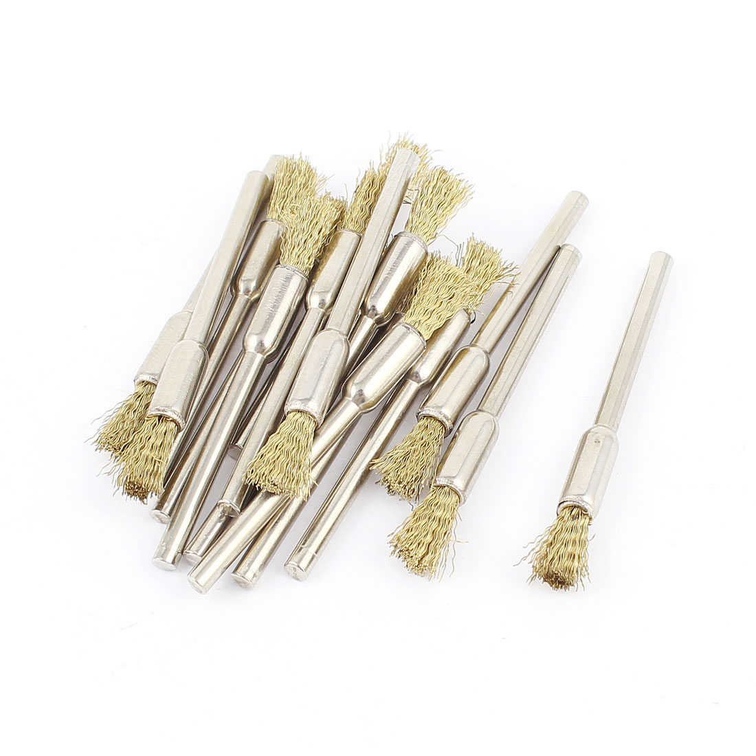 11pcs 3mm Mandrel Gold Tone Wire Pen Polishing Brush for Rotary Tool