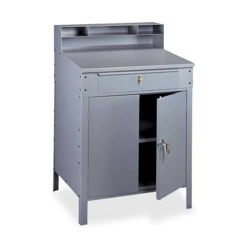 Tennsco Steel Cabinet Shop Desk, Medium Grey