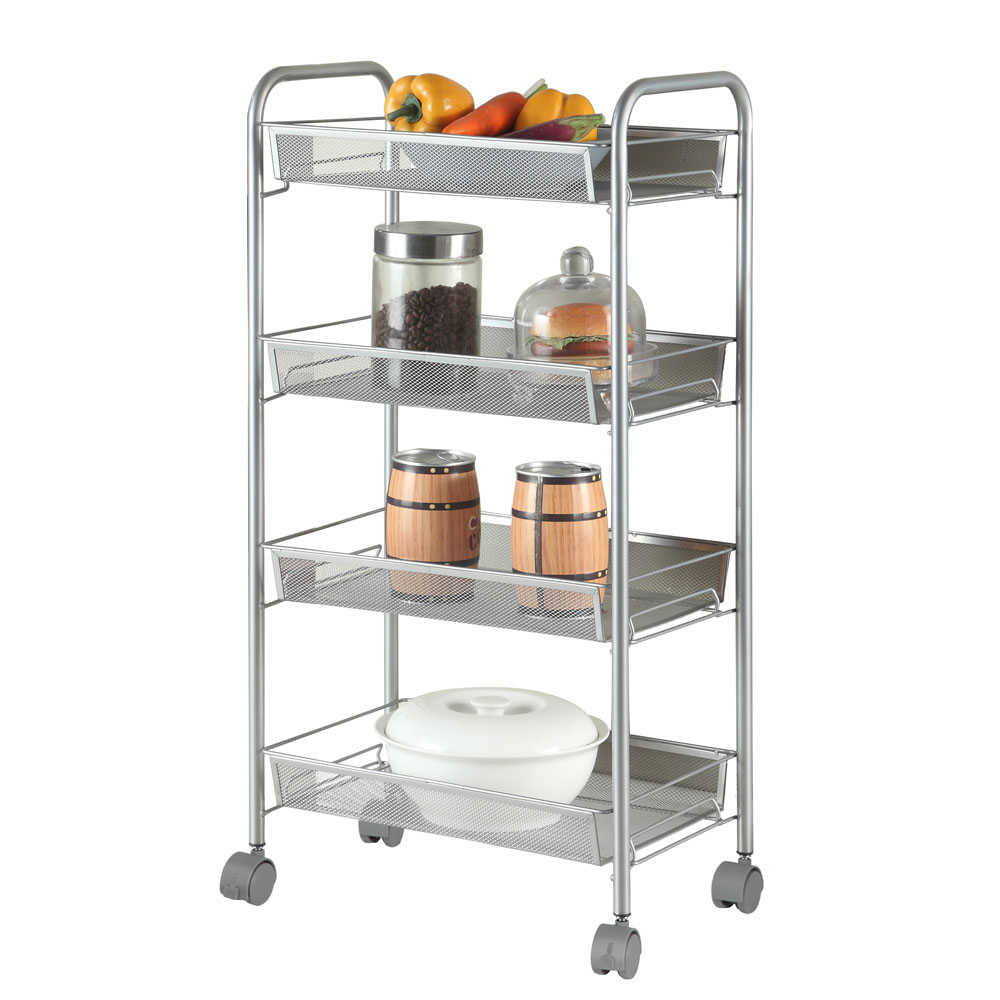 Ktaxon 4 Tier Shelf Shelving Rack Rolling Kitchen Pantry Storage Utility Cart